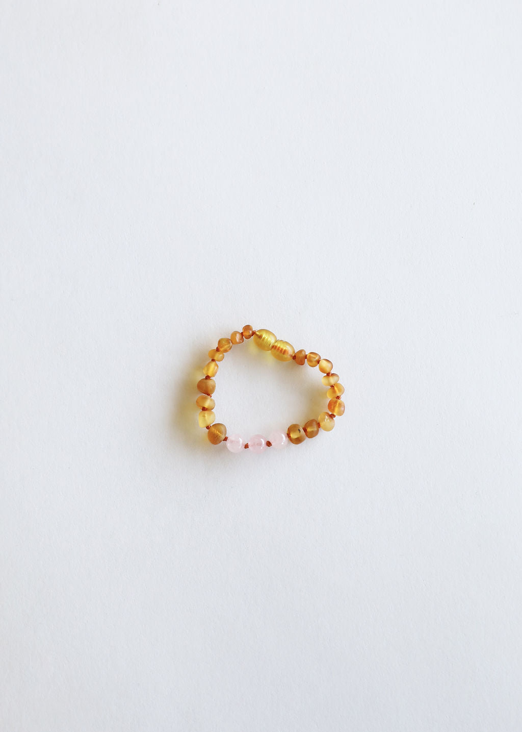 Raw Honey Baltic Amber + Rose Quartz || Anklet or Bracelet