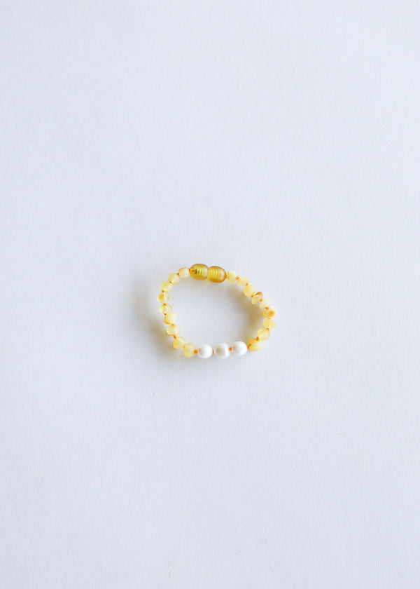Raw Honey Baltic Amber and Pearl Adult Bracelet main image 0