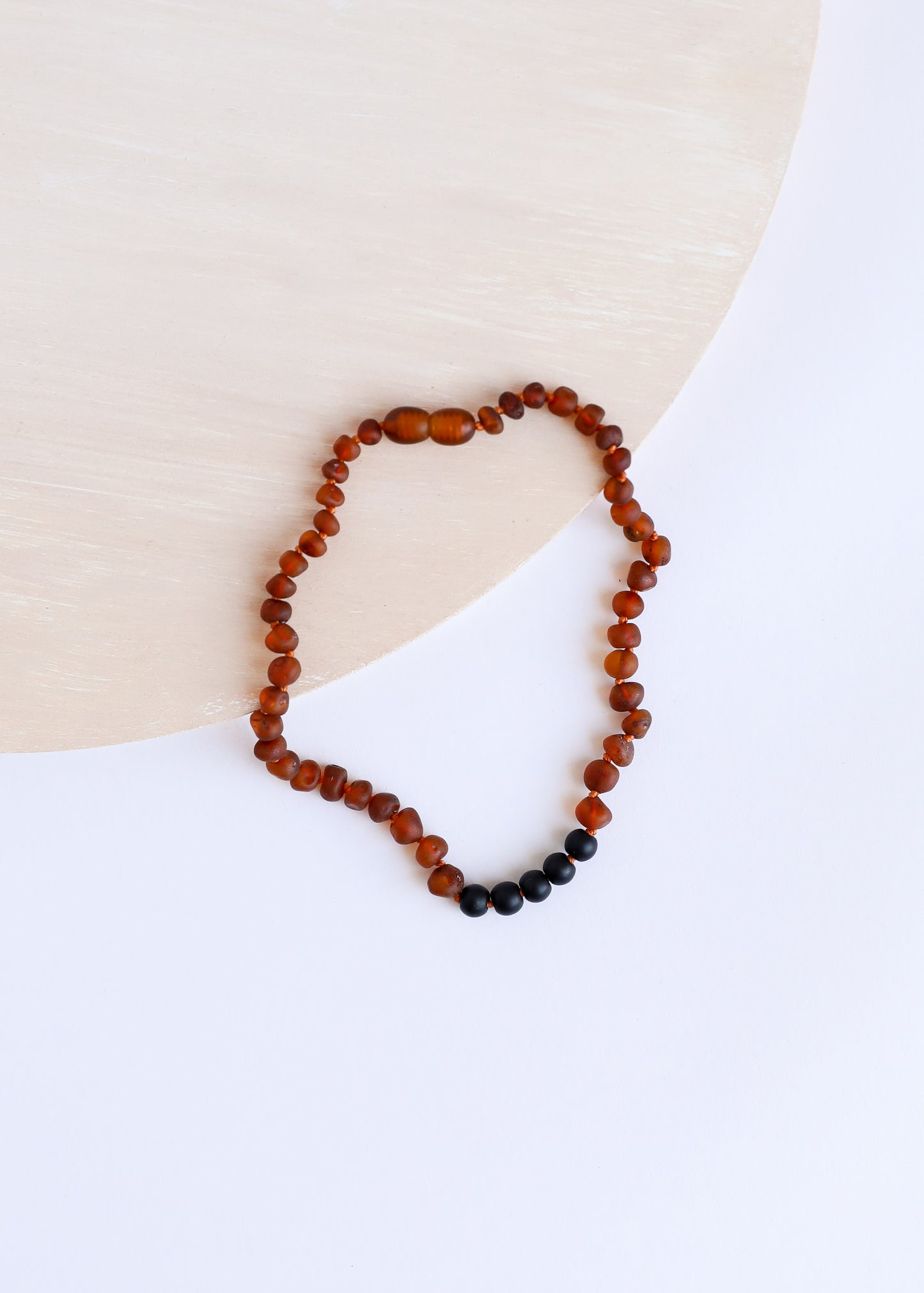 Raw Cognac Baltic Amber + Shungite || Necklace