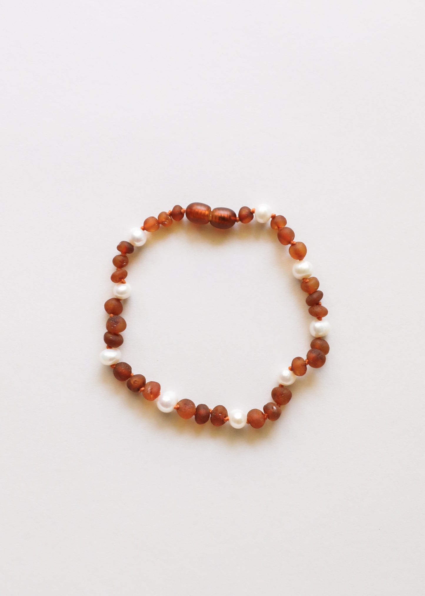 Raw Cognac Baltic Amber + Pearl Halo || Anklet or Bracelet