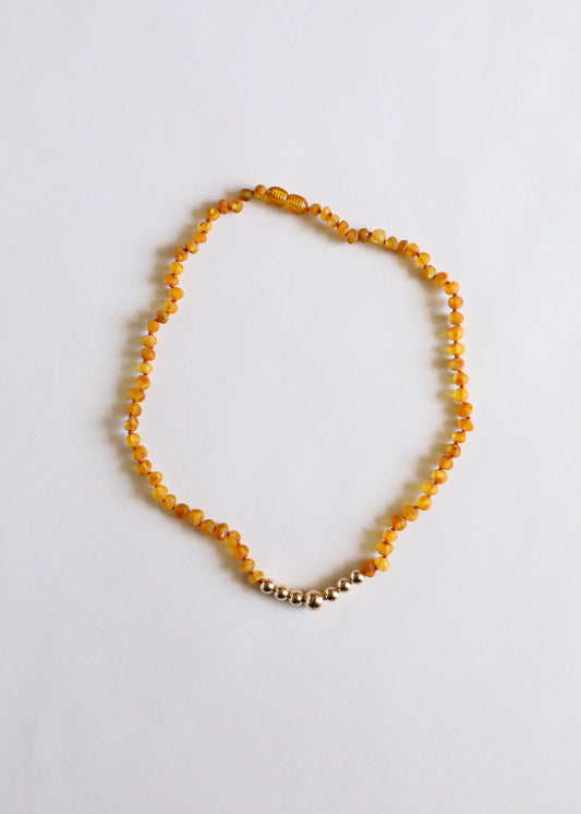 Raw Honey Baltic Amber + Gold || Adult Necklace
