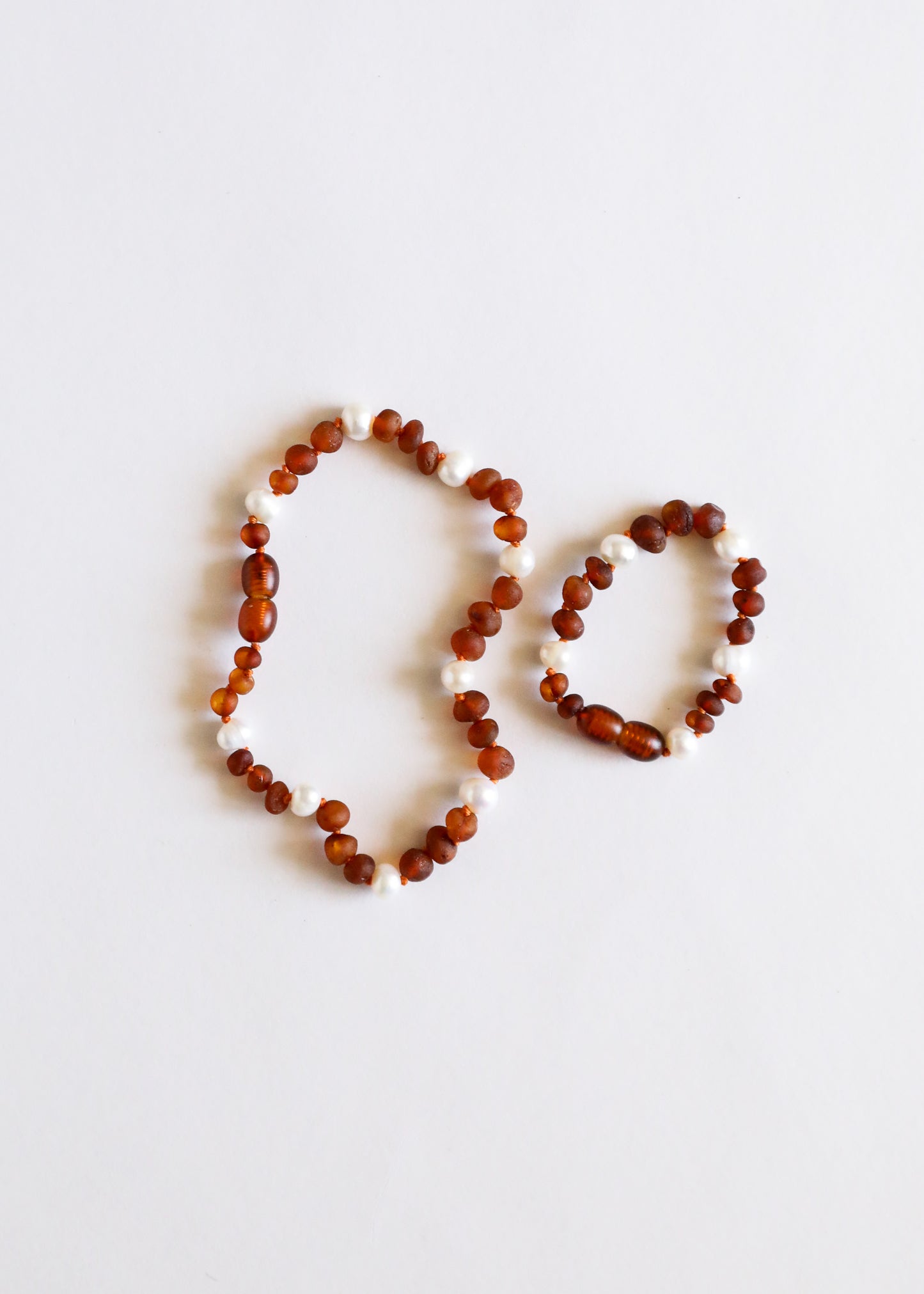 Raw Cognac Baltic Amber + Pearl Halo || Anklet or Bracelet