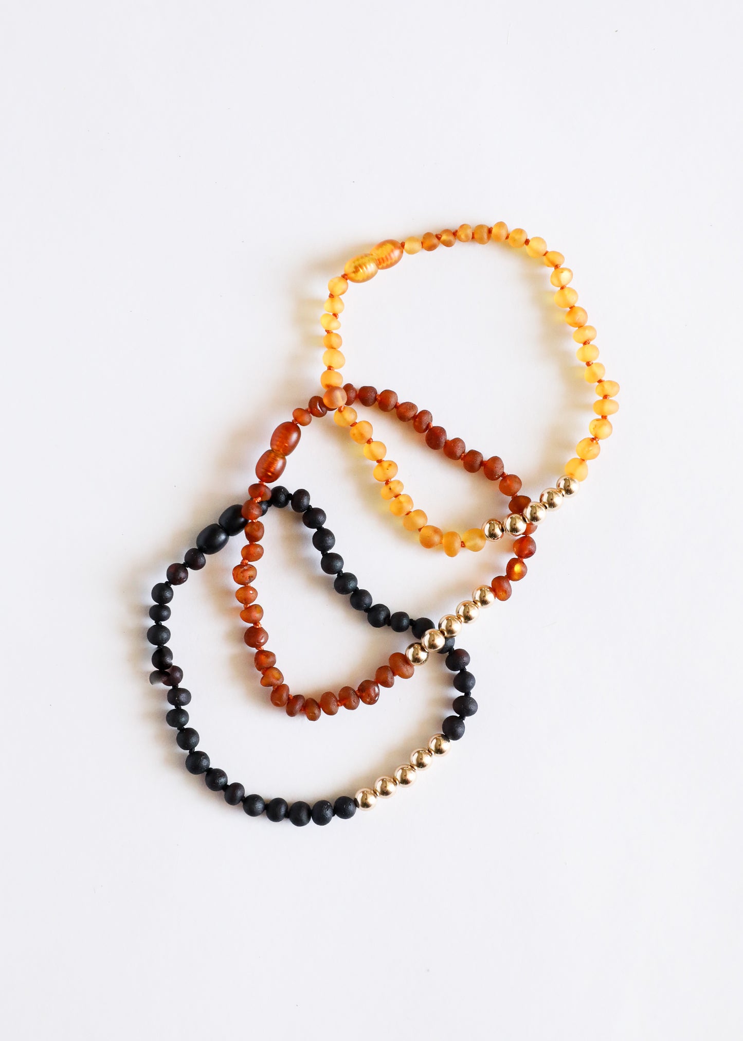 Raw Black Baltic Amber + Gold || Adult Anklet