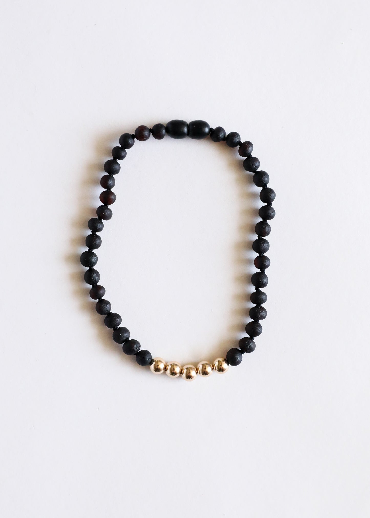 Raw Black Baltic Amber + Gold || Adult Anklet