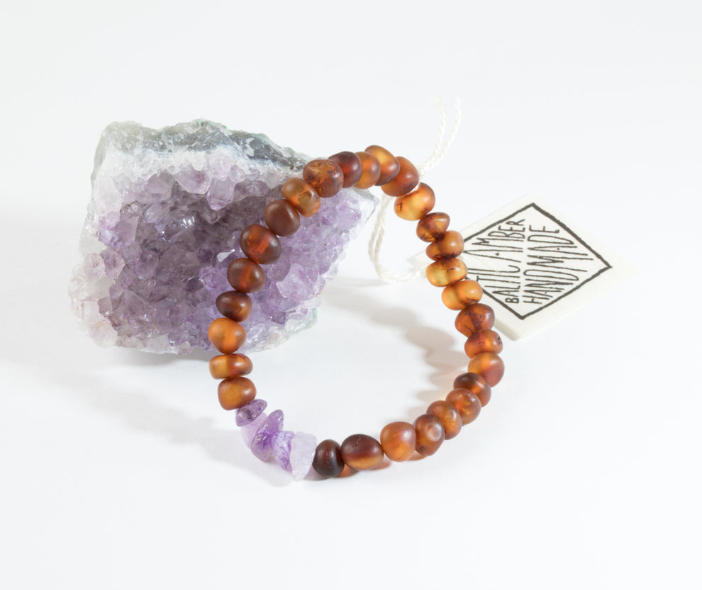 Raw Cognac Baltic Amber & Chakra Crystal Bracelet main image 0