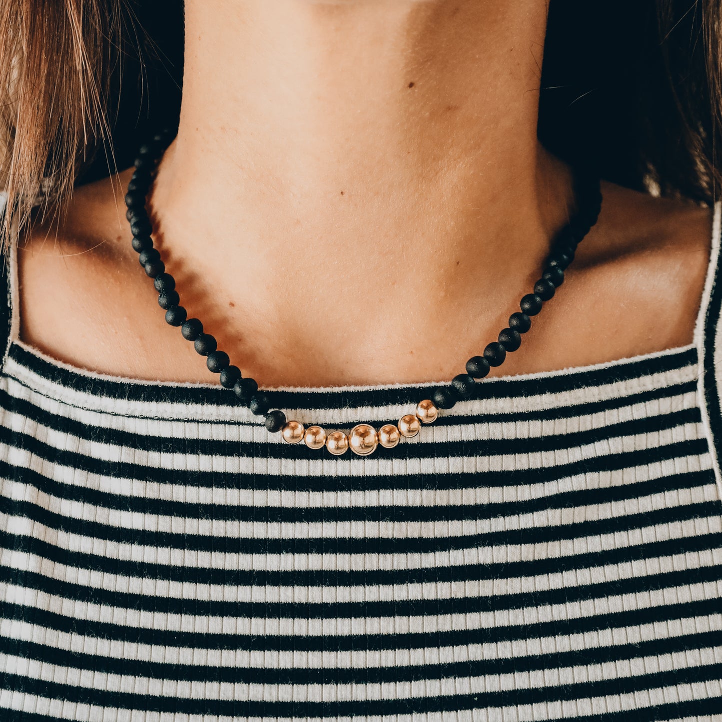 Raw Black Baltic Amber + Gold || Adult Necklace